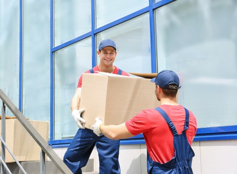 Removal van and moving equipment used for local relocations around Manor House