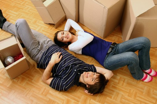 Boxes and furniture prepared for a house removal in Manor House